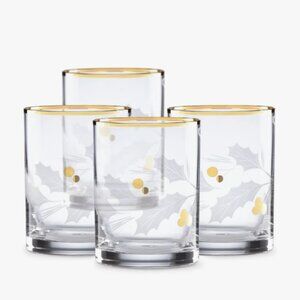 Lenox Holiday Gold 4-Piece Double Old Fashioned Glassware Set | New, Never Used